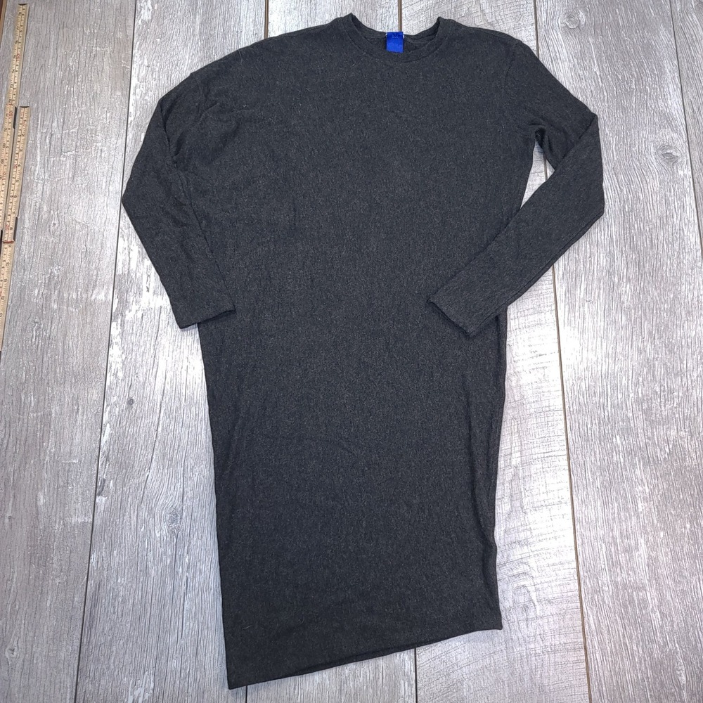 Kit and Ace Dress Womens 0 Grey Cashmere Blend Long Sleeve Asymmetric Midi